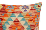 handmade Traditional Pillow Rust Blue Hand-Woven SQUARE 100% WOOL Hand woven turkish pillow2' x 2'