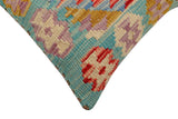 handmade Traditional Pillow Blue Beige Hand-Woven SQUARE 100% WOOL Hand woven turkish pillow2' x 2'