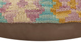 handmade Traditional Pillow Blue Beige Hand-Woven SQUARE 100% WOOL Hand woven turkish pillow2' x 2'