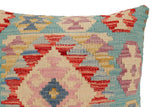 handmade Traditional Pillow Blue Beige Hand-Woven SQUARE 100% WOOL Hand woven turkish pillow2' x 2'