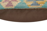 handmade Traditional Pillow Blue Beige Hand-Woven SQUARE 100% WOOL Hand woven turkish pillow2' x 2'