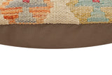 handmade Traditional Pillow Beige Red Hand-Woven SQUARE 100% WOOL Hand woven turkish pillow2' x 2'