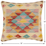 handmade Traditional Pillow Beige Red Hand-Woven SQUARE 100% WOOL Hand woven turkish pillow2' x 2'