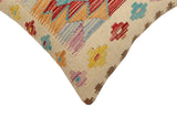 handmade Traditional Pillow Beige Red Hand-Woven SQUARE 100% WOOL Hand woven turkish pillow2' x 2'