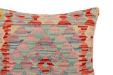handmade Traditional Pillow Red Blue Hand-Woven SQUARE 100% WOOL Hand woven turkish pillow2' x 2'