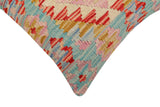 handmade Traditional Pillow Blue Red Hand-Woven SQUARE 100% WOOL Hand woven turkish pillow2' x 2'