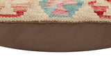 handmade Traditional Pillow Beige Red Hand-Woven SQUARE 100% WOOL Hand woven turkish pillow2' x 2'