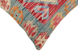 handmade Traditional Pillow Red Blue Hand-Woven SQUARE 100% WOOL Hand woven turkish pillow2' x 2'