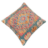handmade Traditional Pillow Blue Red Hand-Woven SQUARE 100% WOOL Hand woven turkish pillow2' x 2'