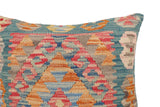 handmade Traditional Pillow Blue Red Hand-Woven SQUARE 100% WOOL Hand woven turkish pillow2' x 2'