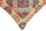 handmade Traditional Pillow Beige Red Hand-Woven SQUARE 100% WOOL Hand woven turkish pillow2' x 2'