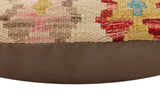 handmade Traditional Pillow Beige Red Hand-Woven SQUARE 100% WOOL Hand woven turkish pillow2' x 2'