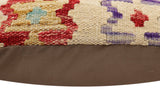 handmade Traditional Pillow Beige Red Hand-Woven SQUARE 100% WOOL Hand woven turkish pillow2' x 2'
