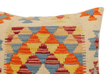 handmade Traditional Pillow Beige Rust Hand-Woven SQUARE 100% WOOL Hand woven turkish pillow2' x 2'