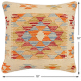 handmade Traditional Pillow Beige Rust Hand-Woven SQUARE 100% WOOL Hand woven turkish pillow2' x 2'