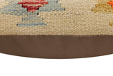 handmade Traditional Pillow Beige Rust Hand-Woven SQUARE 100% WOOL Hand woven turkish pillow2' x 2'