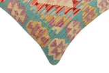 handmade Traditional Pillow Blue Rust Hand-Woven SQUARE 100% WOOL Hand woven turkish pillow2' x 2'