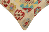 handmade Traditional Pillow Beige Red Hand-Woven SQUARE 100% WOOL Hand woven turkish pillow2' x 2'