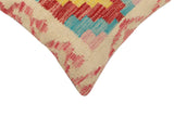 handmade Traditional Pillow Beige Red Hand-Woven SQUARE 100% WOOL Hand woven turkish pillow2' x 2'