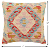 handmade Traditional Pillow Beige Red Hand-Woven SQUARE 100% WOOL Hand woven turkish pillow2' x 2'