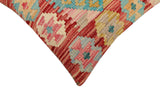 handmade Traditional Pillow Red Blue Hand-Woven SQUARE 100% WOOL Hand woven turkish pillow2' x 2'