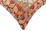 handmade Traditional Pillow Rust Blue Hand-Woven SQUARE 100% WOOL Hand woven turkish pillow2' x 2'