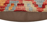 handmade Traditional Pillow Rust Blue Hand-Woven SQUARE 100% WOOL Hand woven turkish pillow2' x 2'