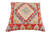 handmade Traditional Pillow Red Beige Hand-Woven SQUARE 100% WOOL Hand woven turkish pillow2' x 2'