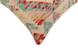 handmade Traditional Pillow Beige Red Hand-Woven SQUARE 100% WOOL Hand woven turkish pillow2' x 2'