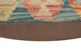 handmade Traditional Pillow Green Blue Hand-Woven SQUARE 100% WOOL Hand woven turkish pillow2' x 2'