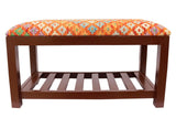 handmade Traditional Shoe Rack Rust Blue Hand-made RECTANGLE Vegetable dyed wool and wood  