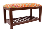 handmade Traditional Shoe Rack Rust Blue Hand-made RECTANGLE Vegetable dyed wool and wood  36'' x 18'' x 21''