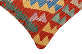 handmade Traditional Pillow Rust Blue Hand-Woven SQUARE 100% WOOL Hand woven turkish pillow2' x 2'