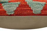 handmade Traditional Pillow Rust Blue Hand-Woven SQUARE 100% WOOL Hand woven turkish pillow2' x 2'