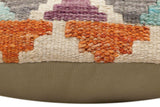 handmade Traditional Pillow Rust Blue Hand-Woven SQUARE 100% WOOL Hand woven turkish pillow2' x 2'