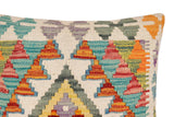 handmade Traditional Pillow Rust Blue Hand-Woven SQUARE 100% WOOL Hand woven turkish pillow2' x 2'