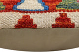 handmade Traditional Pillow Rust Blue Hand-Woven SQUARE 100% WOOL Hand woven turkish pillow2' x 2'