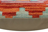 handmade Traditional Pillow Rust Blue Hand-Woven SQUARE 100% WOOL Hand woven turkish pillow2' x 2'