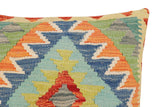 handmade Traditional Pillow Rust Blue Hand-Woven SQUARE 100% WOOL Hand woven turkish pillow2' x 2'