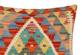 handmade Traditional Pillow Rust Blue Hand-Woven SQUARE 100% WOOL Hand woven turkish pillow2' x 2'