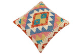 handmade Traditional Pillow Rust Beige Hand-Woven SQUARE 100% WOOL Hand woven turkish pillow2' x 2'