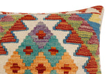 handmade Traditional Pillow Rust Blue Hand-Woven SQUARE 100% WOOL Hand woven turkish pillow2' x 2'