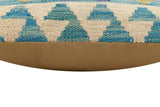 handmade Traditional Pillow Blue Beige Hand-Woven SQUARE 100% WOOL Hand woven turkish pillow2' x 2'
