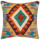 Rustic Lavenia Turkish Hand-Woven Kilim Pillow