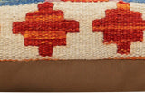 handmade Traditional Pillow Rust Blue Hand-Woven SQUARE 100% WOOL Hand woven turkish pillow2' x 2'