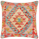 handmade Traditional Pillow Red Blue Hand-Woven SQUARE 100% WOOL Hand woven turkish pillow2' x 2'