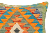 handmade Traditional Pillow Rust Blue Hand-Woven SQUARE 100% WOOL Hand woven turkish pillow2' x 2'