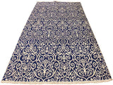 handmade Modern Cryena Blue Ivory Hand Knotted RECTANGLE 100% WOOL area rug 5x7
