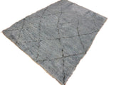 handmade Modern Moroccan Gray Black Hand Knotted RECTANGLE 100% WOOL area rug 8x10