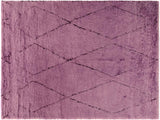 Eclectic Moroccan Newton Purple/Black Wool Rug - 7'10'' x 10'10''
